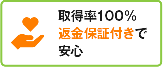 取得率100%返金保証付きで安心